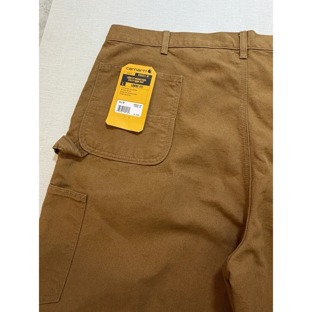Carhartt Men's BN0011-M Khaki Loose Fit Size 44x36 Washed Duck Utility NWT